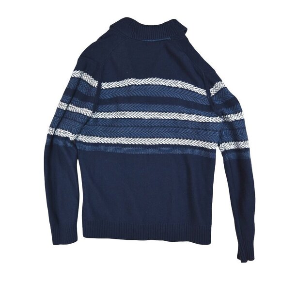 Banana Republic Men's Cardigan Heavier Knit Blue Striped Cowl Collar XL - Picture 3 of 6